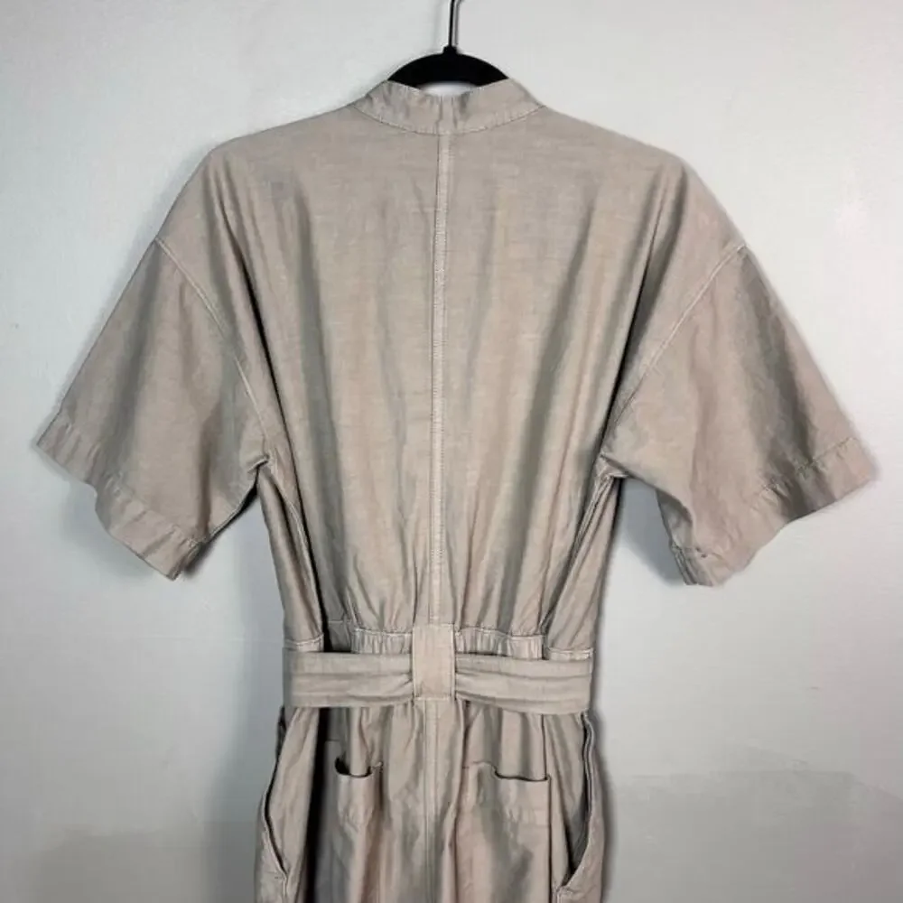 Everlane Short-sleeve Jumpsuit size 6 organic cotton boiler‎ suit workwear khaki